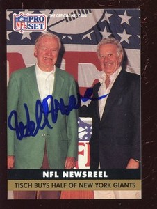 1991 Pro Set Football Card Wellington Mara Autographed Hologram