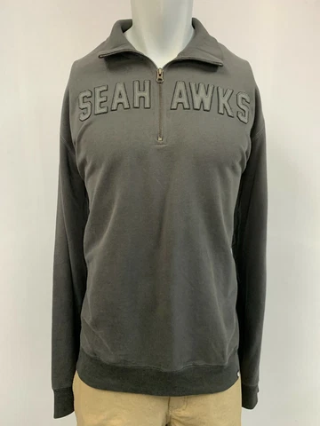 Seattle Seahawks Men's 1/4 Zip Pullover Sweatshirt Size XL, '47 Striker Gray Cover