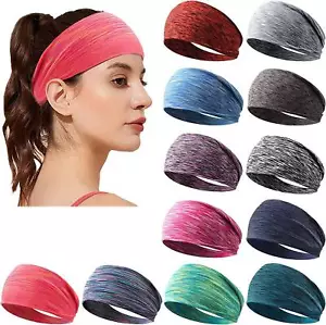 Men Women Sports Headband Yoga Gym Sweatband Hair Bands Head Prevent Sweat Band - Picture 1 of 20