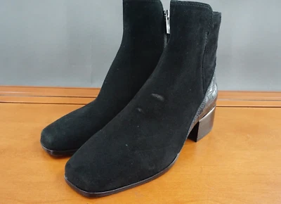 Donald Pliner Azia Womens 6 US Shoe Black Suede Pull On Side Zip Ankle Bootie - Image 1 of 4