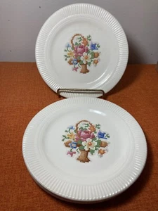 Victory by Salem China BASKET PP Needlepoint 4 Bread/Dessert Plates 6.5" Dia. - Picture 1 of 3