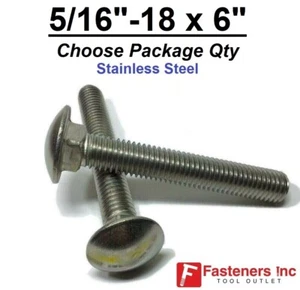 5/16-18 x 6" Stainless Steel Round Head Carriage Bolt "Coach Screws" - Picture 1 of 8