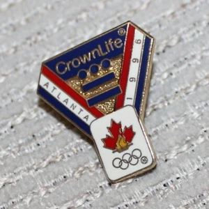 Pin pinback vintage 1996 Atlanta Olympic CrownLife Sponsor Team Canadá - Imagen 1 de 6