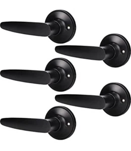 5-Pack Dummy Door Lever Handle for Closets/Hallway, Single Sided, Matte Black - Picture 1 of 12