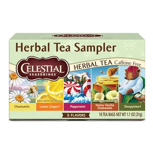 Celestial Seasonings Herbal Tea Sampler Variety Pack, Caffeine Free, 18 Tea Bags - Picture 1 of 5