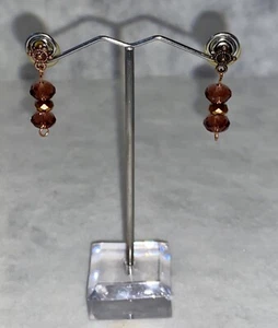 Vintage Messing Bernstein Ton Tropfen Ohrhänger Ohrstecker Größe 1,2" lang - Bild 1 von 10