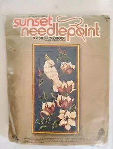 Vintage Sunset Needlepoint Crested Cockatoo Kit 14x24 Amanda Lawford 1980s - Bild 1 von 5