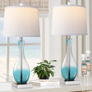 Glas Tischlampen 2er Set Touch Control 3-fach dimmbar modern Ladekanne - Bild 1 von 5