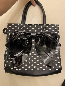 Betsey Johnson Polka Dot Bow Pin Up Purse Bag - Picture 1 of 3