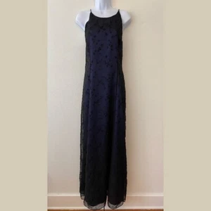 Vestido Formal Largo Floral Azul Negro Vintage Chelsea Nites Para Mujer 12 Años 90 Baile de graduación - Imagen 1 de 6