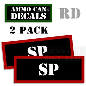SP Ammo Can Labels Stickers Ammunition Caliber Decals 2 pack RD - Picture 1 of 2
