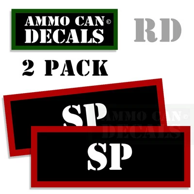 SP Ammo Can Labels Stickers Ammunition Caliber Decals 2 pack RD - Image 1 of 2