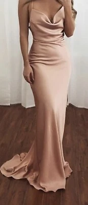 Bridesmaids Dress V Neck Spaghetti Strap Sleeveless Ivory Size 8 — 第 1/4 张图片