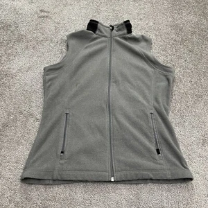 Lands' End Nanotex Thermacheck Fleece Vest Womens Small gray Full Zip Outdoor - Picture 1 of 14