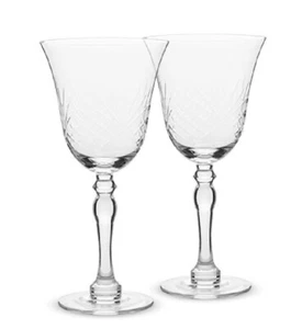 Twine Co. Crystal Wine Goblet Chateau Faceted Set Of 2 New In Box - Picture 1 of 5