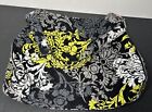 Vera Bradley Black Green & Grey Baroque Print Tote Purse Bag 14x14"