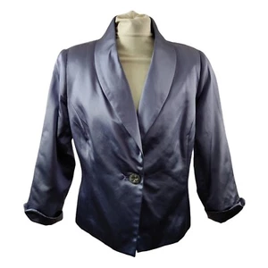 Jolanta Pluwak London Womens Luxurious Pure Silk Violet Blazer Jacket Size L - Picture 1 of 12