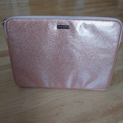 Kate Spade Padded Tablet Sleeve Case Rose Pink  Gold Glitter zippered - Image 1 of 4