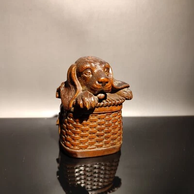 Vintage madera tallada decoración del hogar esculturas de madera Foo Dog estatua regalo pequeño mini Foto 1 de 4