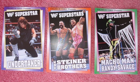 WWF Coliseum Video Post Cards Randy Savage Undertaker Steiner Bro 1993 Lot of 3 Cover