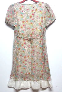 Cottage-core Dress floral ditsy dainty modest M/L balloon short sleeve ruffles - Picture 1 of 9