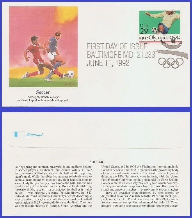 USA4 #2637 U/A FLEETWOOD FDC   Soccer Olimpics - Image 1 of 1