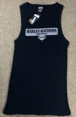 Camiseta regata Harley Davidson feminina grande preta vintage Y2K Langhorne PA com TAGS - Imagem 1 de 4