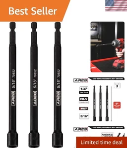 3-Piece Magnetic Impact Nut Driver Set - 5/16-Inch, 6-Inch Length, Chrome Steel - Picture 1 of 7