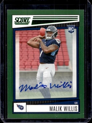 2022 Panini Score Malik Willis Signatures RC Green Rookie Auto #305 Titans - Image 1 of 2