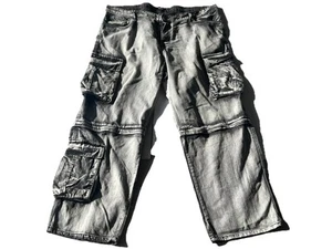 Boohoo Man RELAXED RIGID ZIP OFF LEG CARGO JEANs Size 44x33 - Picture 1 of 7