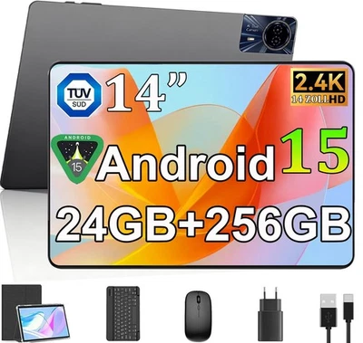 2025 Neu Tablet Android 15 14 Zoll Tablet 22/24GB RAM 256GB ROM 8580mAh 2LTE 18W - Bild 1 von 4