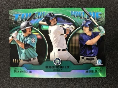 2019 Bowman #TP-SEA Ian Miller / Evan White / Braden Bishop Green Refractor /99 - Image 1 of 2