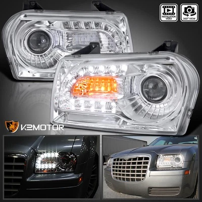 Fits 2005-2010 Chrysler 300 LED Signal Strip Projector Headlights Left+Right Foto 1 de 4