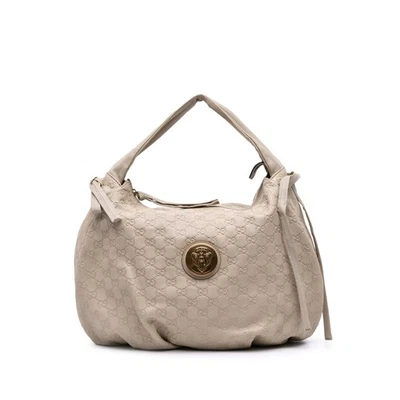 Bolsa de couro de bezerro Gucci Guccissima Hysteria Crest Hobo marrom bege autenticada - Imagem 1 de 4