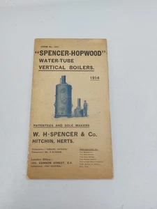 Spencer-Hopwood Water Tube Vertical Boilers Form No. 102 1914 Brochure Pamphlet - Picture 1 of 4