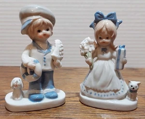 Vintage Enesco Porzellan Junge und Mädchen Figuren Set - Bild 1 von 11