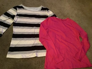 Markenlos S/S schwarz gestreift & L/S rosa Freizeit Tops-Medium KOSTENLOSER VERSAND - Bild 1 von 9