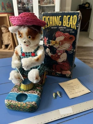OSO DE PESCA ROSKO STEELE JUGUETE PECES Y CAJA de colección años 50 Alpes hechos en Japón Foto 1 de 4