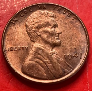 1947-P Lincoln Wheat Cent Penny GEM RED BU From an Original Bank Roll - Picture 1 of 9