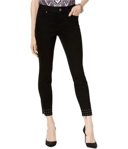 I.N.C Womens Studded Released-Hem Skinny Fit Jeans, Black, 4 - Picture 1 of 1