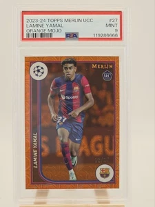 2023-24 Topps Merlin UCC #27 Lamine Yamal RC Orange Mojo Refractor 22/25 PSA 9 - Bild 1 von 2