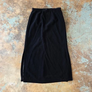 Vintage 90s Black Velvet Midi Skirt Size 10 M The Limited Goth Gothic Side Slits - Picture 1 of 5