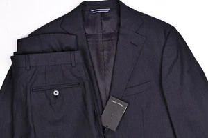 Massimo Dutti Slim Fit Extrafine Wool Micro Check Blue Suit 36 R Pants 31x30 - Picture 1 of 19