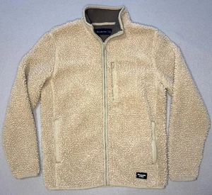 Chaqueta Sherpa de Peluche Abercrombie And Fitch Para Hombre Tostada Cremallera Completa Forrada en Vellón Pequeña - Imagen 1 de 5