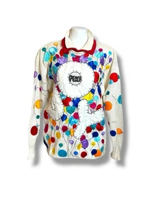 Vintage 1989 Bonnie Boerer JOY PEACE Light-Up Sweater Gr. Medium RARE! Ungetestet - Bild 1 von 6