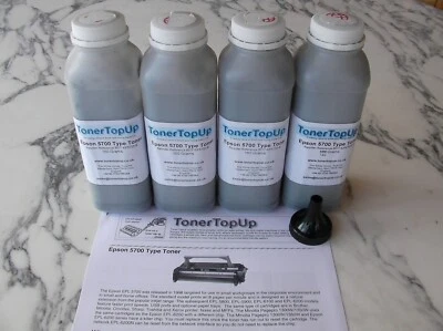 Four Bottles Toner Refill for Epson EPL-5700 5800 Pagepro 1350W 4518512 non-OEM - Image 1 of 2