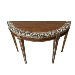 Wood console table, demilune desk table, bone inlaid living room luxury furnitur - Picture 1 of 12