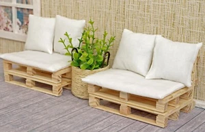 Pallet set for dollhouse furniture in loft style 1:6 scale dolls 12" Barbie - Picture 1 of 12