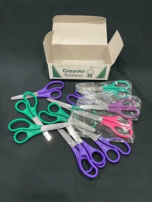 Brand New Vintage Set 12 Crayola Blunt Tip Scissors 1996 Binney & Smith 69-3018 - Image 1 of 4