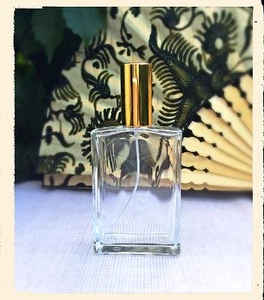 2 Parfum Flakons - leer - rechteckige Form - 100 ml gold - nachfüllbar - NEU - Bild 1 von 2